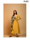 Yellow Colour Omtex Designer Stylish Party Wear Naisa Silk Long Dress With Scarf 832